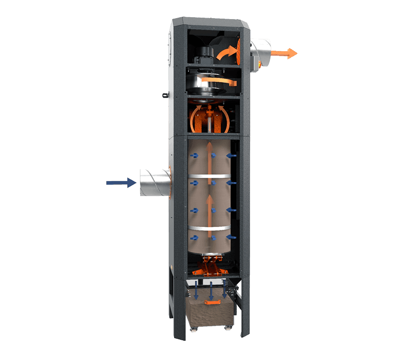 Compact Vertical Reverse Pulse Filter Unit With Integrated Fan | iXtract