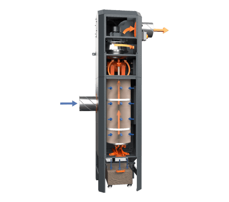iXtract Reverse Pulse Filter - Compact - Airflow Diagram